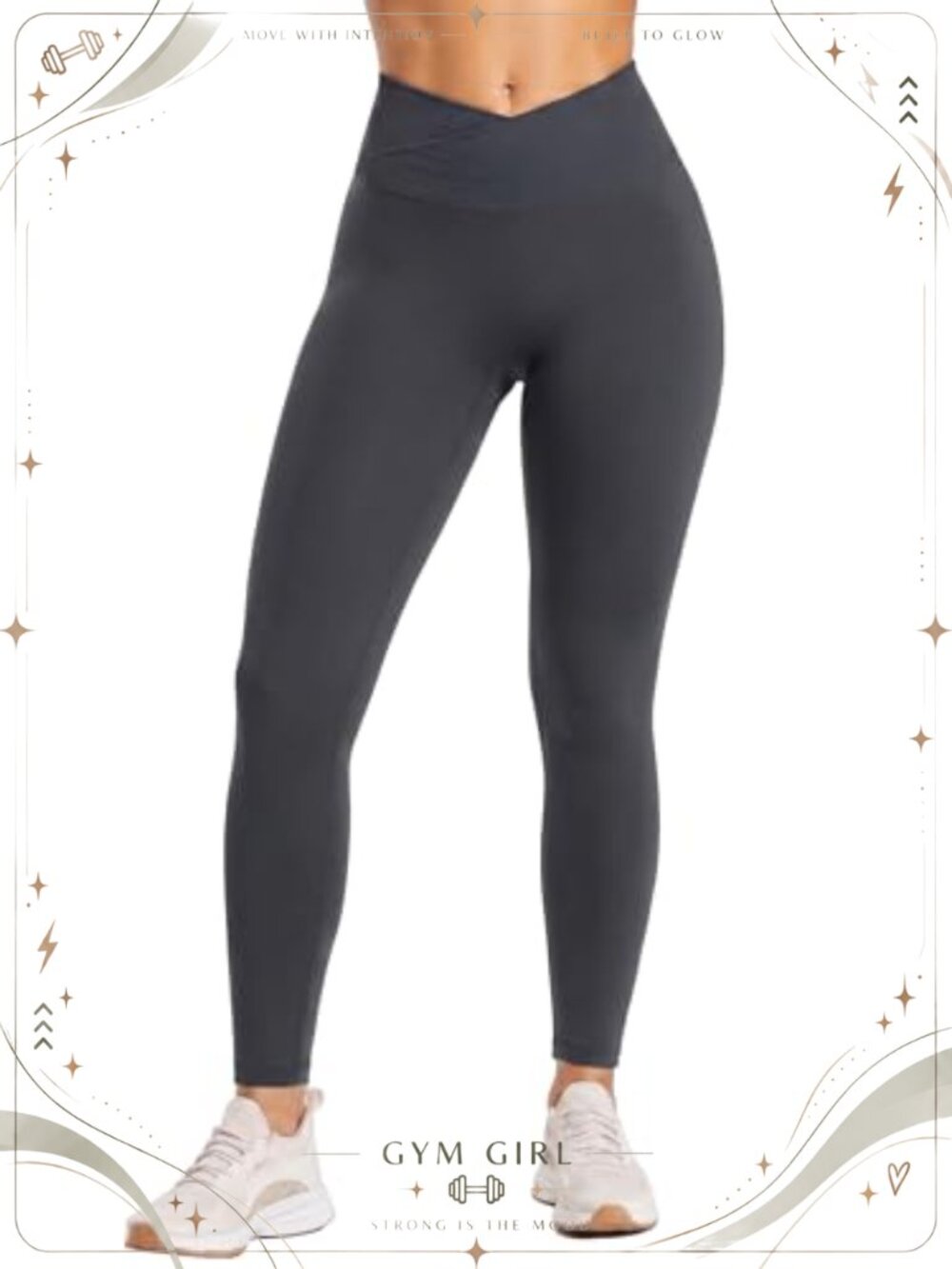 Seamless High Waist Leggings V Crossover Waistband Athletic Gym Yoga Pants